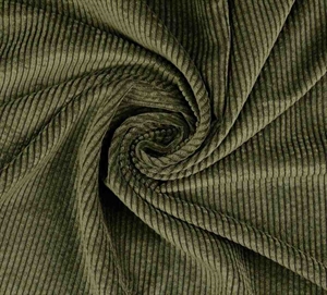 Hemmers Cord Uni Polyester / Elastan Oliven 150 Bred 